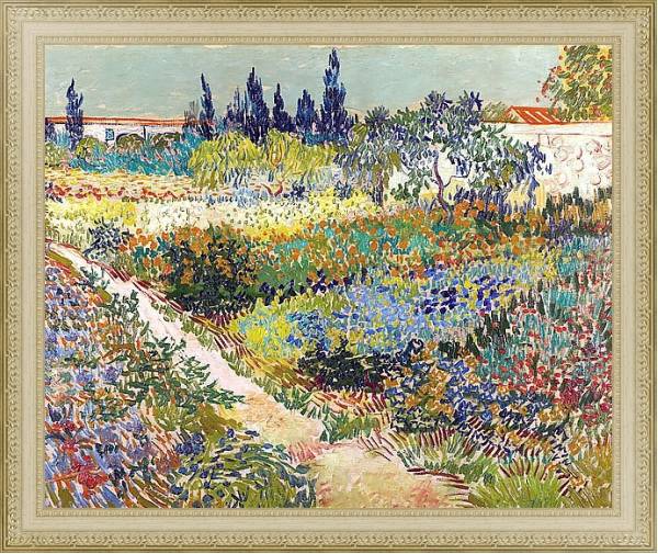 Постер Тропинка в цветущем саду с типом исполнения На холсте в раме в багетной раме 484.M48.725