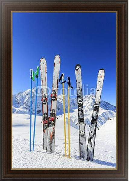 Постер Горные лыжи с типом исполнения На холсте в раме в багетной раме 1.023.151