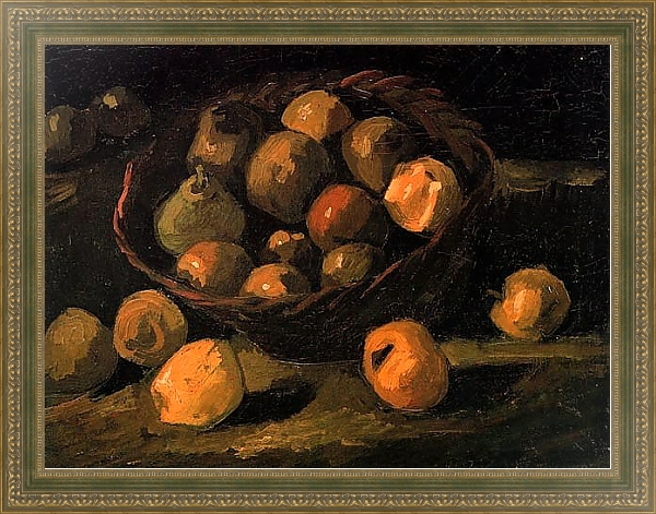 Постер Корзина яблок с типом исполнения На холсте в раме в багетной раме 484.M48.640