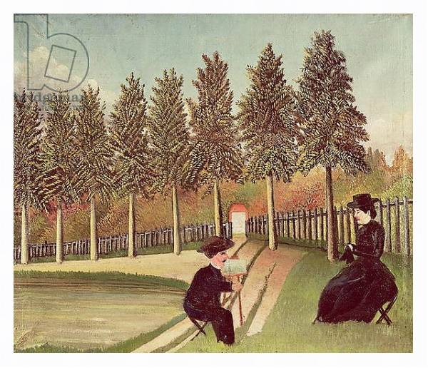 Постер The Artist Painting his Wife, 1900-05 с типом исполнения На холсте в раме в багетной раме 221-03