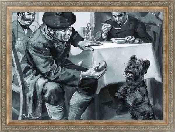 Постер Unidentified restaurant scene of man eating soup and another feeding dog с типом исполнения На холсте в раме в багетной раме 484.M48.310