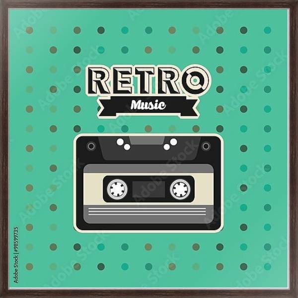 Постер Ретро музыка с типом исполнения На холсте в раме в багетной раме 221-02