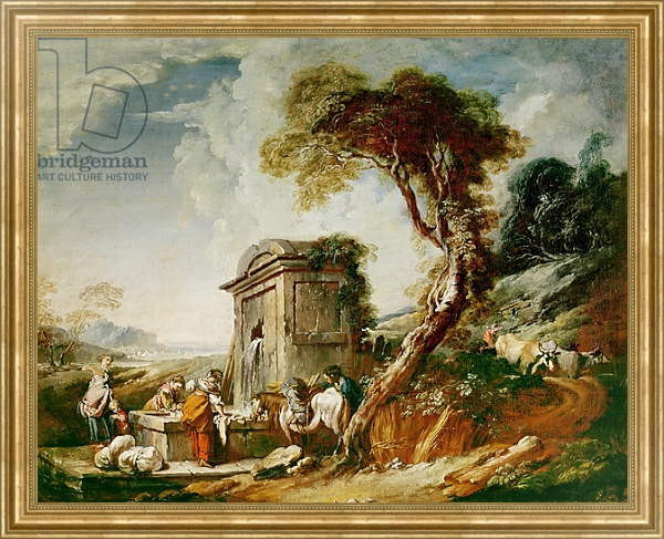 Постер The Washerwomen, c.1730 с типом исполнения На холсте в раме в багетной раме NA033.1.051