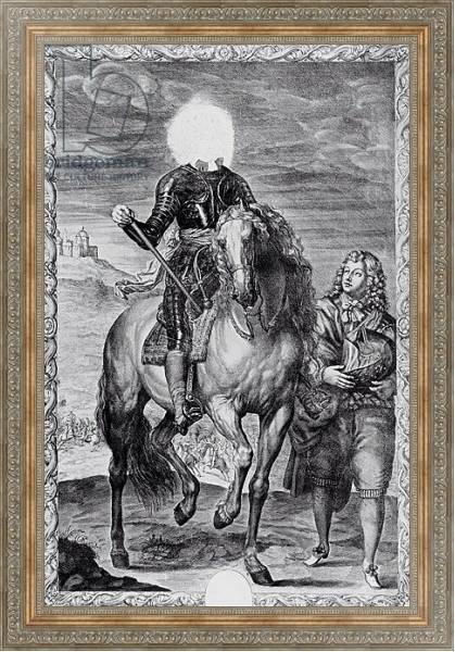 Постер Defaced equestrian portrait of Charles I, engraved by Pierre Lombart с типом исполнения На холсте в раме в багетной раме 484.M48.310
