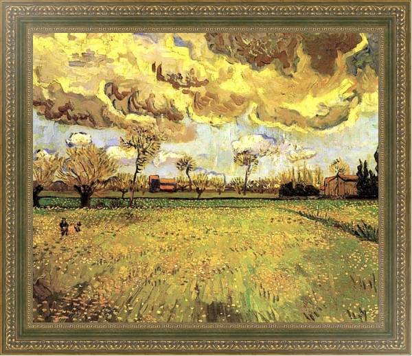 Постер Пейзаж под грозовым небом с типом исполнения На холсте в раме в багетной раме 484.M48.640