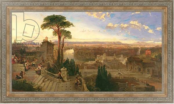 Постер Rome, twilight, view from the Convent of San Onofrio on Mount Janiculum, c.1853-55 с типом исполнения На холсте в раме в багетной раме 484.M48.310