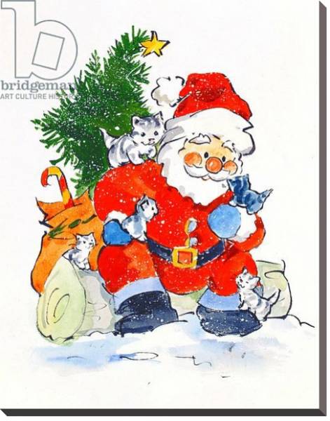Постер Father Christmas and Kittens, 1996 с типом исполнения На холсте без рамы