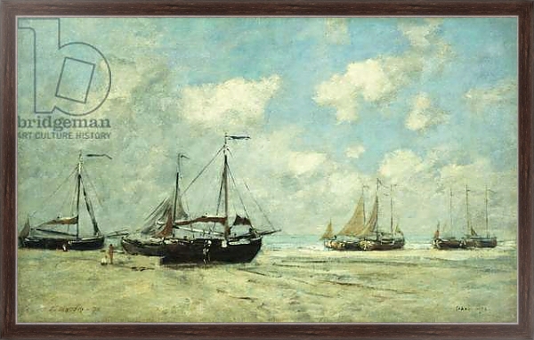 Постер Boats on the Shore at Scheveningen; Scheveningue, Bateaux Echoues sur la Greve, 1875 с типом исполнения На холсте в раме в багетной раме 221-02