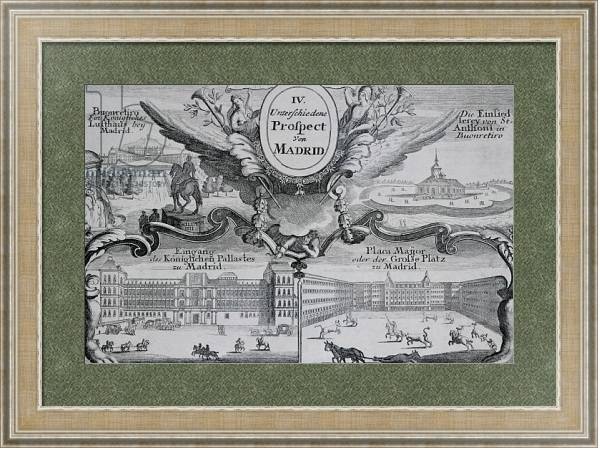 Постер View of the city of Madrid с типом исполнения Акварель в раме в багетной раме 485.M40.584