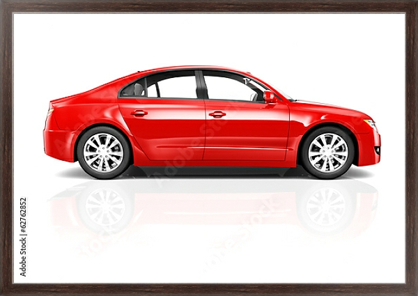 Постер Красный автомобиль с типом исполнения На холсте в раме в багетной раме 221-02