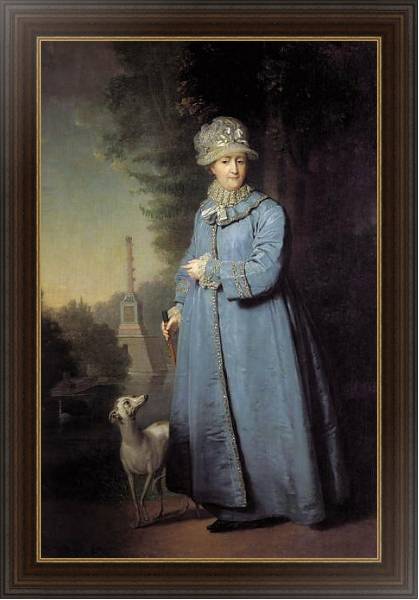 Постер Екатерина II на прогулке в Царскосельском парке. 1794 с типом исполнения На холсте в раме в багетной раме 1.023.151