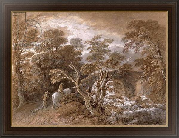 Постер A Woodland Pool with Rocks and Plants, c.1765-70 с типом исполнения На холсте в раме в багетной раме 1.023.151