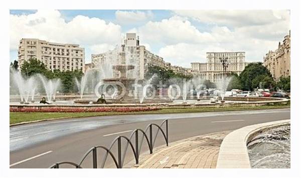 Постер Румыния, Бухарест. Центр города с типом исполнения На холсте в раме в багетной раме 221-03