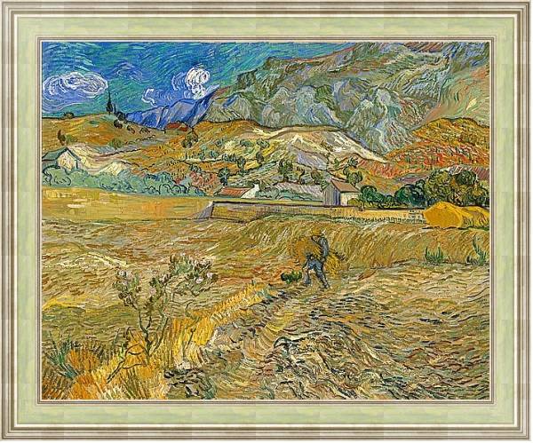 Постер Огороженное пшеничное поле с крестьянином с типом исполнения На холсте в раме в багетной раме NA053.0.113