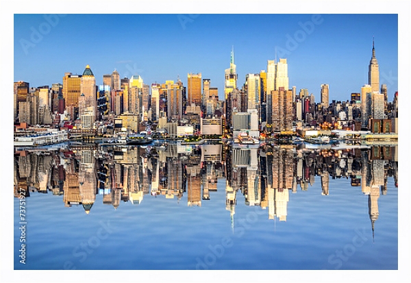 Постер США, Нью-Йорк. New York City View over Hudson River с типом исполнения На холсте в раме в багетной раме 221-03