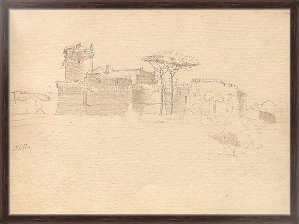 Постер Album with Views of Rome and Surroundings, Landscape Studies, page 28a: “Ostia” с типом исполнения На холсте в раме в багетной раме 221-02