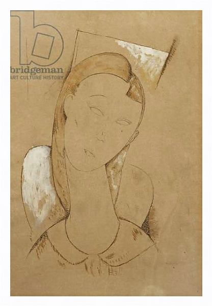 Постер Young Woman; Giovane Donna, c. 1917-1918 с типом исполнения На холсте в раме в багетной раме 221-03