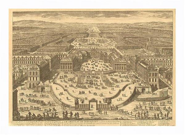 Постер Панорама дворцов и парков Версаля с типом исполнения На холсте в раме в багетной раме 221-03
