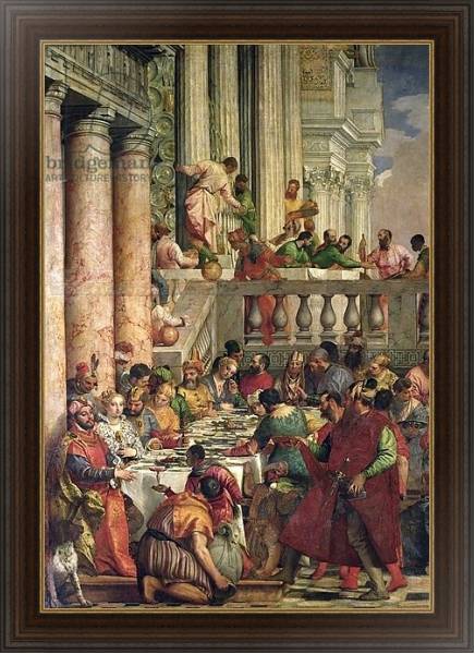 Постер The Marriage Feast at Cana, detail of the left hand side, c.1562 с типом исполнения На холсте в раме в багетной раме 1.023.151