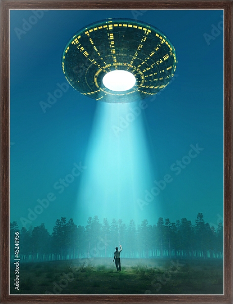 Постер Встреча с НЛО с типом исполнения На холсте в раме в багетной раме 221-02