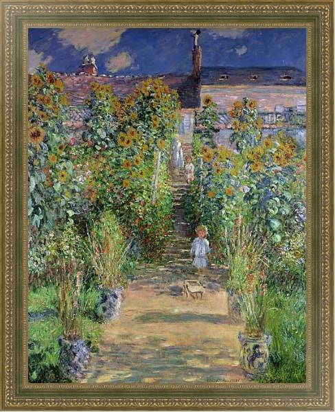 Постер Monet's garden at V?theuil с типом исполнения На холсте в раме в багетной раме 484.M48.640