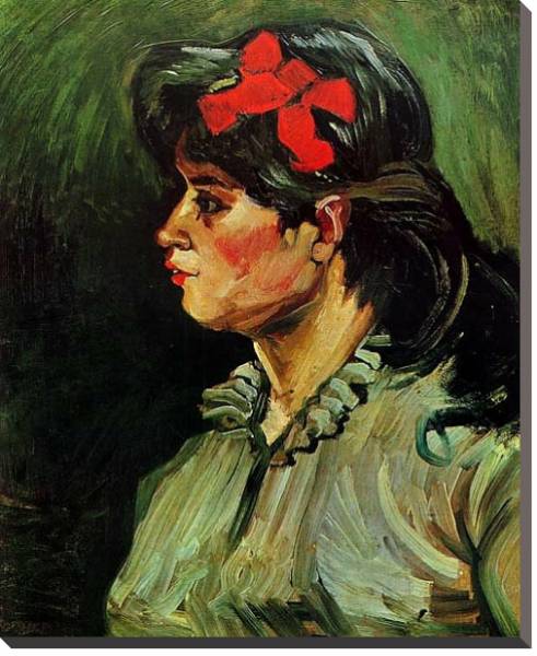 Постер Портрет женщины с красной лентой с типом исполнения На холсте без рамы