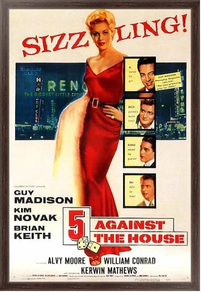 Постер Film Noir Poster - 5 Against The House с типом исполнения На холсте в раме в багетной раме 221-02