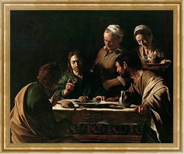 Постер Supper at Emmaus, 1606 с типом исполнения На холсте в раме в багетной раме NA033.1.051