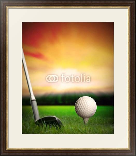 Постер Мяч для игры в гольф перед первым ударом с типом исполнения Под стеклом в багетной раме 1.023.036