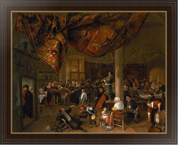 Постер A Village Wedding Feast with Revellers and a dancing Party, 1671 с типом исполнения На холсте в раме в багетной раме 1.023.151