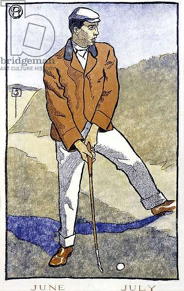 Постер Golf Player - in “” Golf Calendar”” by Edward Penfield, 1899 с типом исполнения На холсте без рамы
