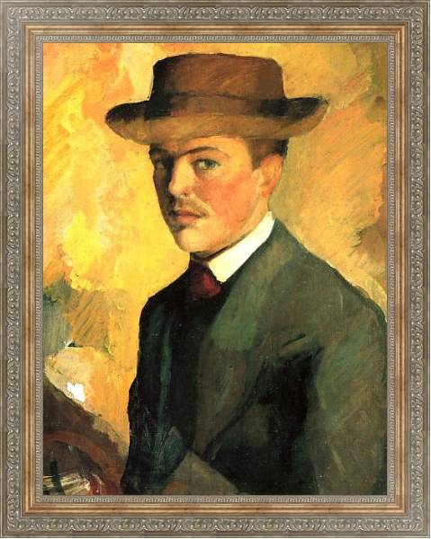Постер Автопортрет в шляпе с типом исполнения На холсте в раме в багетной раме 484.M48.310