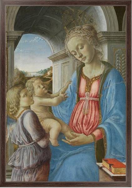 Постер Дева Мария с младенцем и ангелом с типом исполнения На холсте в раме в багетной раме 221-02