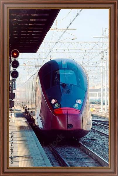 Постер Современный высокоскоростной поезд с типом исполнения На холсте в раме в багетной раме 35-M719P-83
