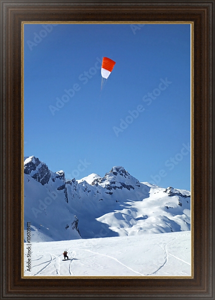 Постер Сноукайт в горах с типом исполнения На холсте в раме в багетной раме 1.023.151