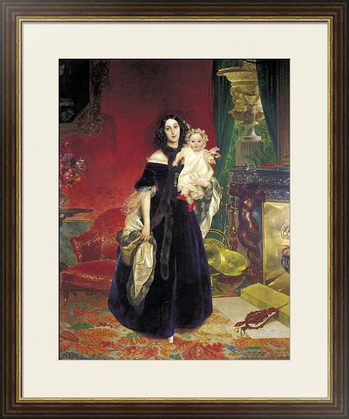 Постер Портрет Марии Аркадьевны Бек с дочерью. 1840 с типом исполнения Под стеклом в багетной раме 1.023.036