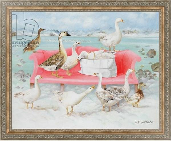 Постер Geese on Pink Sofa, 2000 с типом исполнения На холсте в раме в багетной раме 484.M48.310