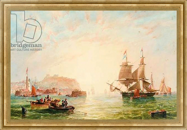 Постер A trading brig and other vessels off the entrance to Scarborough с типом исполнения На холсте в раме в багетной раме NA033.1.051