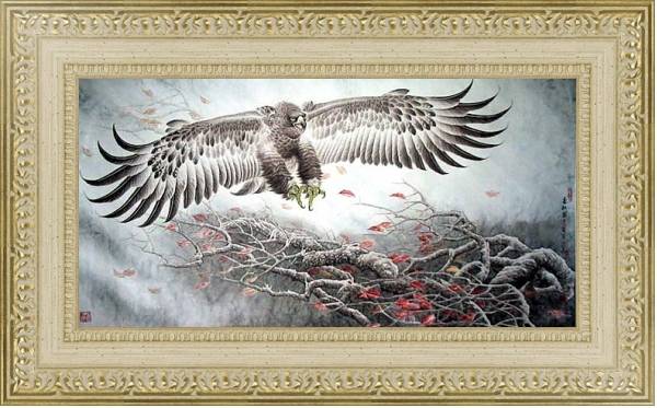 Постер Восточные птицы 50 с типом исполнения Акварель в раме в багетной раме 484.M48.725