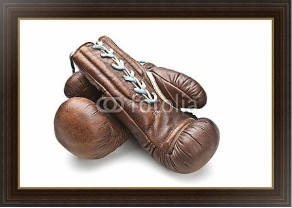 Постер Винтажные боксерские перчатки с типом исполнения На холсте в раме в багетной раме 1.023.151