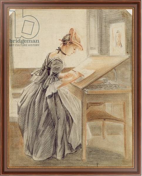 Постер A Lady Copying at a Drawing Table, c.1760-70 с типом исполнения На холсте в раме в багетной раме 35-M719P-83