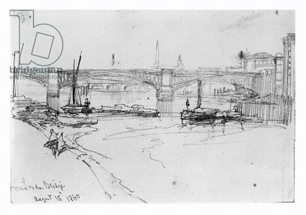 Постер Sketch of London Bridge, 1860 с типом исполнения На холсте в раме в багетной раме 221-03