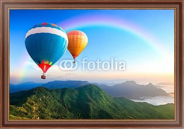 Постер Воздушные шары. Полет над горами с типом исполнения На холсте в раме в багетной раме 35-M719P-83