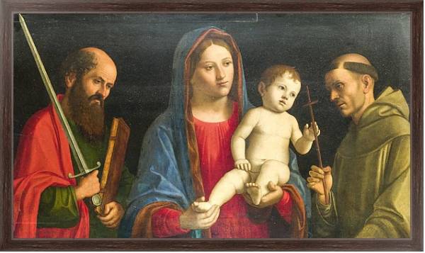 Постер Дева Мария с ребенком со святыми Павлом и Франсисом с типом исполнения На холсте в раме в багетной раме 221-02