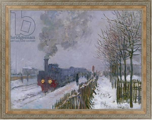 Постер Train in the Snow or The Locomotive, 1875 с типом исполнения На холсте в раме в багетной раме 484.M48.310
