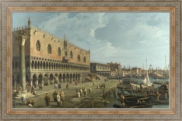 Постер Венеция - Дворец Дожей и Рива дельи Скьявони с типом исполнения На холсте в раме в багетной раме 484.M48.310
