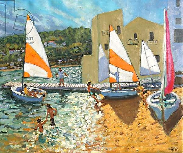 Постер Launching boats,Calella de Palafrugell,Spain, с типом исполнения На холсте без рамы