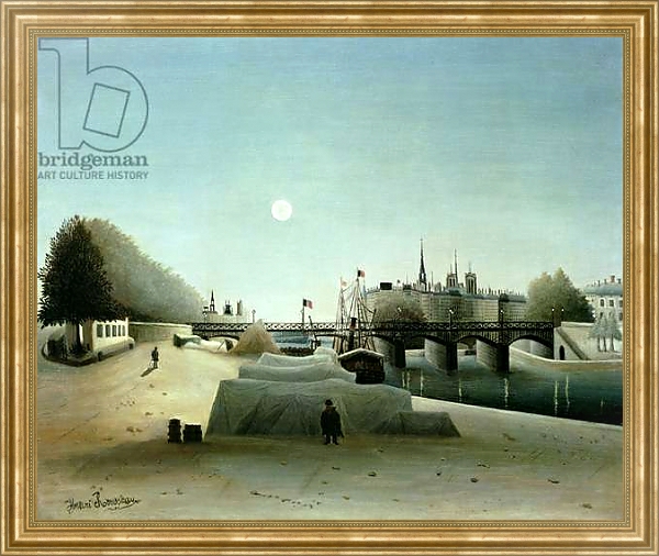 Постер A View of the Ile Saint-Louis from Port Saint-Nicolas, Evening, c.1888 с типом исполнения На холсте в раме в багетной раме NA033.1.051