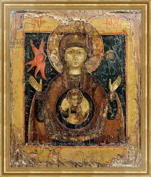 Постер The Mother of God of the Sign, icon, late 17th century с типом исполнения На холсте в раме в багетной раме NA033.1.051