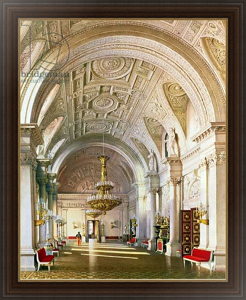 Постер View of the White Hall in the Winter Palace in St. Petersburg, 1865 1 с типом исполнения На холсте в раме в багетной раме 1.023.151